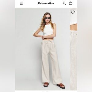 Reformation Olina Linen Pant in Oatmeal